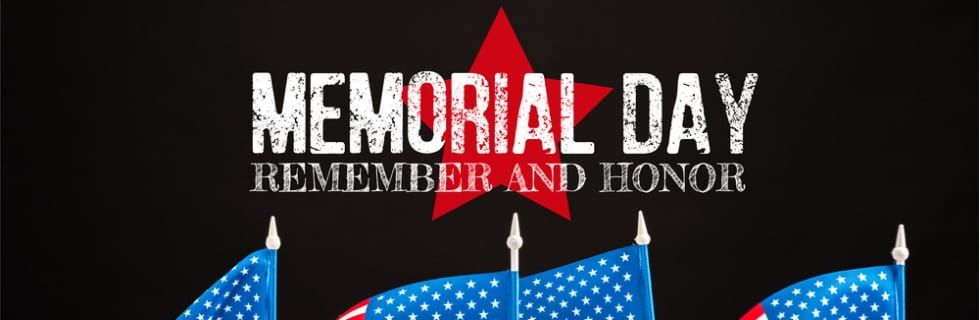 Memorial Day - Remember & Honor with 4 American flags